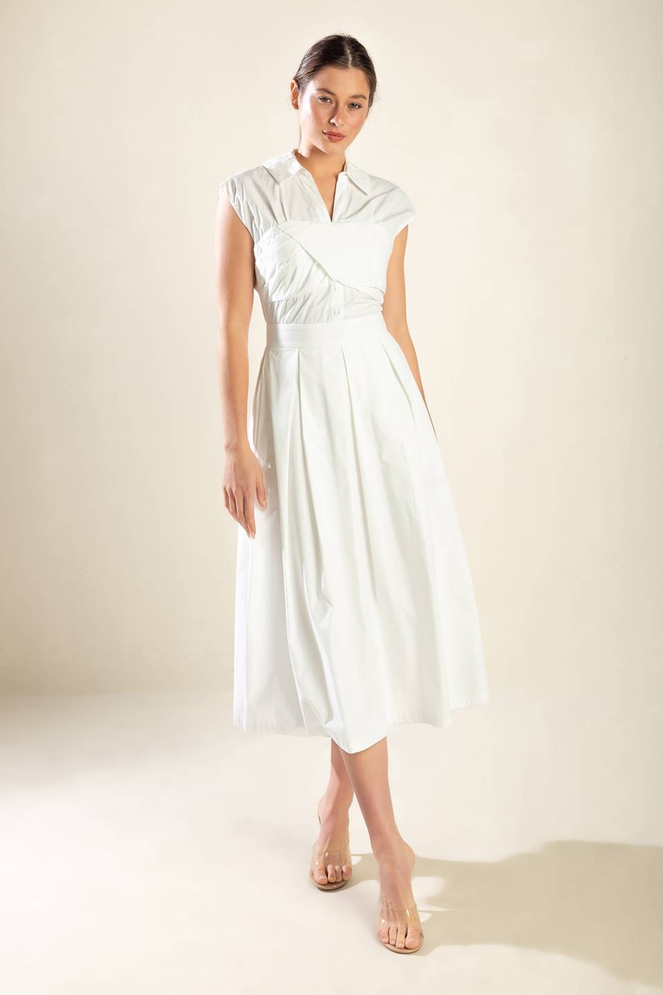 DREAMY IMPRESSION WOVEN MIDI DRESS Flying Tomato